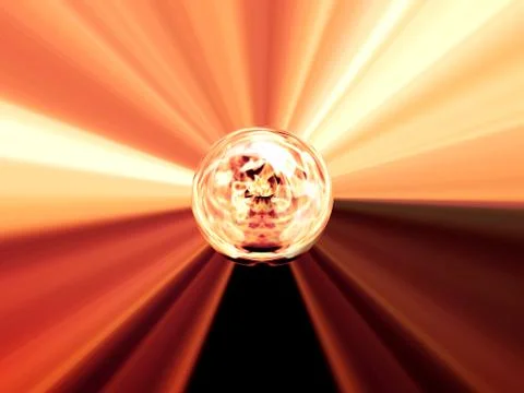 3d rendering. Abstract image of a ball in space with multicolored rays Stockillustratie