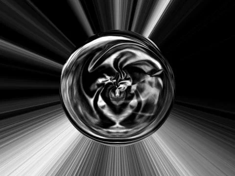 3d rendering. Abstract image of a ball in space with multicolored rays Illustrazione stock