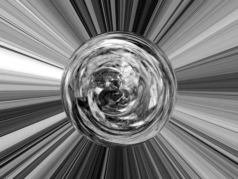 3d rendering. Abstract image of a ball in space with multicolored rays Stock Illustration