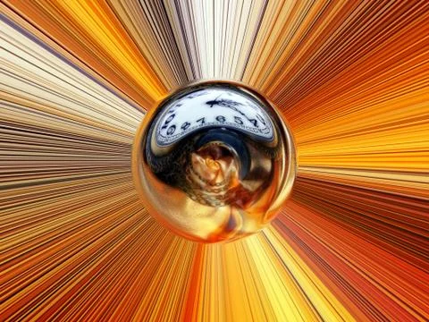 3d rendering. Abstract image of a ball in space with multicolored rays Illustrazione stock