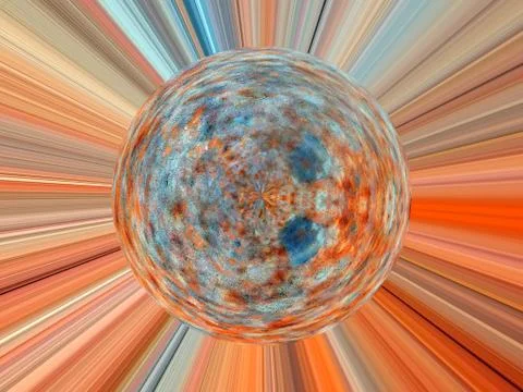 3d rendering. Abstract image of a ball in space with multicolored rays 스톡 일러스트