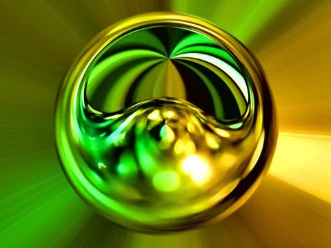 3d rendering. Abstract image of a ball in space with multicolored rays Stockillustratie