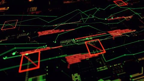 3d rendering. Abstract image of cyber security. Visualization of hacker attacks Stock Illustration