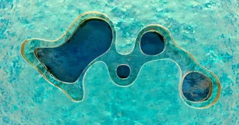 3d rendering. An abstract image of an ice surface with elliptical holes in it Stock Illustration