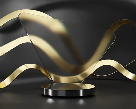 3D rendering abstract luxury gold platform podium product presentation backdr Stock Illustration