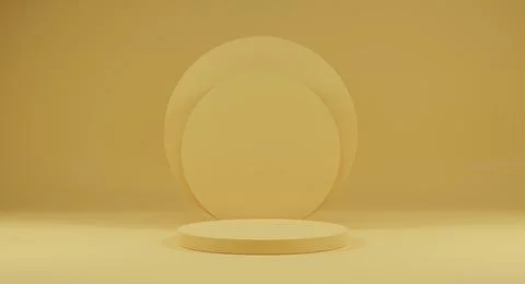 3d rendering. Abstract minimal background. Yellow podium scene for advertisin Stock Photos