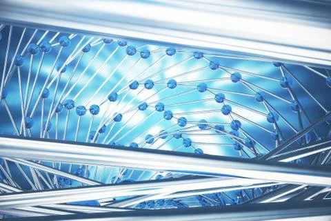 3D rendering abstract molecules design. Atoms. Medical background for banner or Stock Illustration