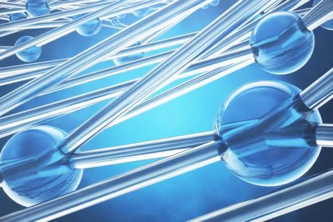 3D rendering abstract molecules design. Atoms. Medical background for banner or Stock Illustration