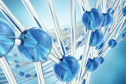 3D rendering abstract molecules design. Atoms. Medical background for banner or Illustrazione stock