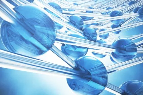 3D rendering abstract molecules design. Atoms. Medical background for banner or Stock Illustration