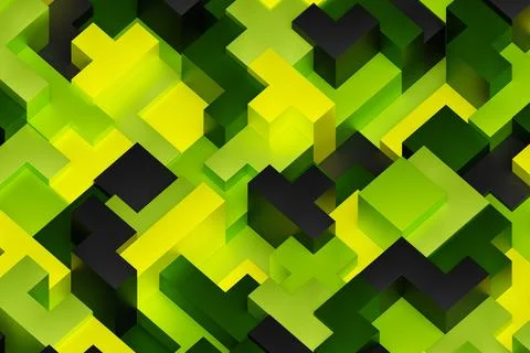 3D rendering of an abstract multi-colored pattern of shapes Stock Photos