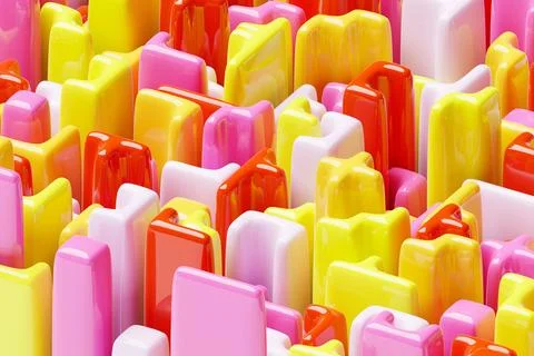 3D rendering of an abstract multi-colored pattern of shapes Fotos de archivo