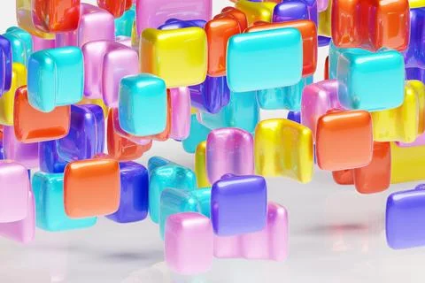 3D rendering of an abstract multi-colored pattern of shapes Stock Photos