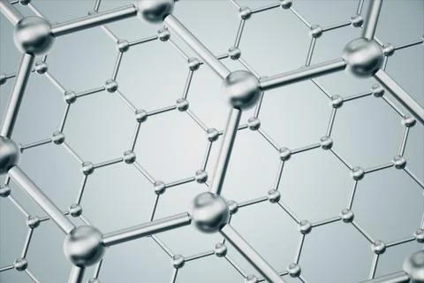 3d rendering abstract nanotechnology hexagonal geometric form close-up, concept Stock Illustration