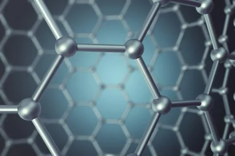 3d rendering abstract nanotechnology hexagonal geometric form close-up, concept Stock Illustration