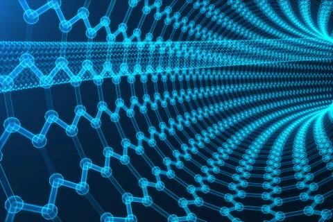 3d rendering abstract nanotechnology hexagonal geometric form close-up, concept 库存插图