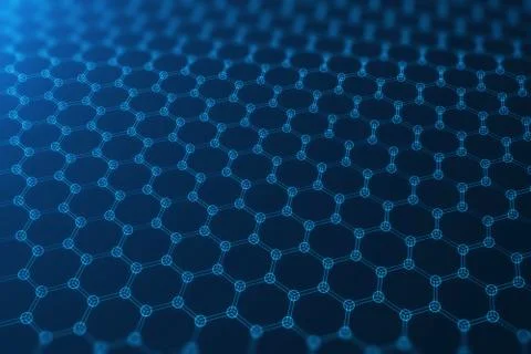 3d rendering abstract nanotechnology hexagonal geometric form close-up, concept Stock Illustration