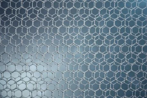 3D rendering abstract nanotechnology hexagonal geometric form close-up. Graphene Stock Illustration
