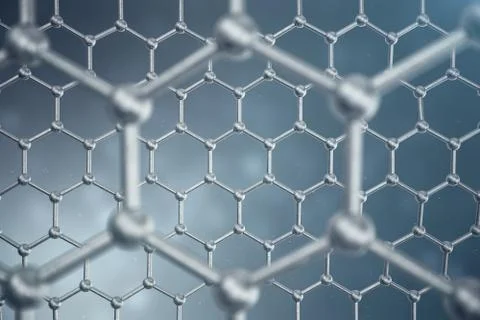 3d rendering abstract nanotechnology hexagonal geometric form close-up, concept Stock Illustration