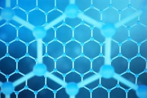 3D rendering abstract nanotechnology hexagonal geometric form close-up. Graphene Stock Illustration