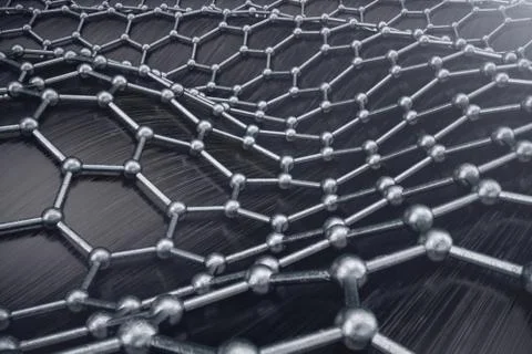 3D rendering abstract nanotechnology hexagonal geometric form close-up. Graphene Stock Illustration