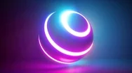 3D Rendering, Abstract Neon Background, White Rings Going Over Ball Illuminat Stock Footage
