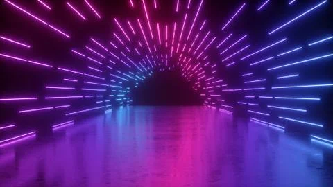 3d rendering, abstract neon background, pink blue glowing lines, ultraviolet Stock Illustration