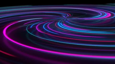 3D rendering abstract neon spiral with reflection in the form of light paths  イラスト素材
