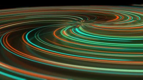 3D rendering abstract neon spiral with reflection in the form of light paths  Illustrazione stock