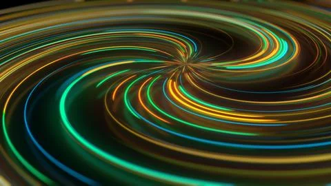 3D rendering abstract neon spiral with reflection in the form of light paths  Illustrazione stock