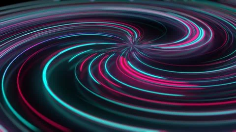 3D rendering abstract neon spiral with reflection in the form of light paths  Illustrazione stock