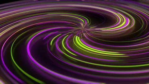 3D rendering abstract neon spiral with reflection in the form of light paths  Stock Illustration