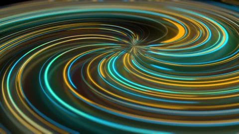 3D rendering abstract neon spiral with reflection in the form of light paths  Illustrazione stock