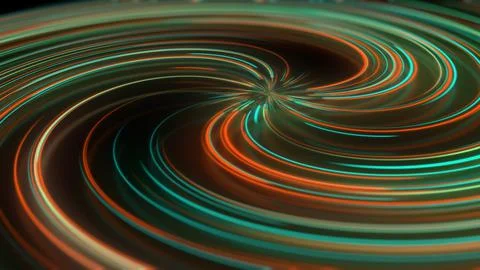 3D rendering abstract neon spiral with reflection in the form of light paths  Stock Illustration