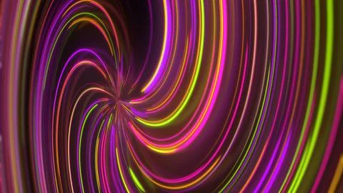 3D rendering abstract neon spiral with reflection in the form of light paths  Stock-Illustration