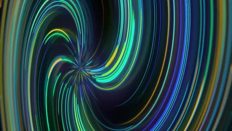3D rendering abstract neon spiral with reflection in the form of light paths  Stock Illustration