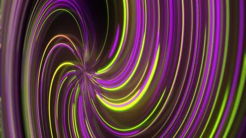 3D rendering abstract neon spiral with reflection in the form of light paths  Stock Illustration