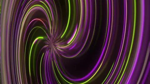 3D rendering abstract neon spiral with reflection in the form of light paths  Stock Illustration