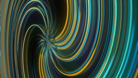 3D rendering abstract neon spiral with reflection in the form of light paths  Stock Illustration