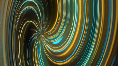 3D rendering abstract neon spiral with reflection in the form of light paths  Stock Illustration
