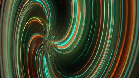 3D rendering abstract neon spiral with reflection in the form of light paths  Stock Illustration