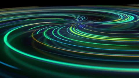 3D rendering abstract neon spiral with reflection in the form of light paths  Illustrazione stock