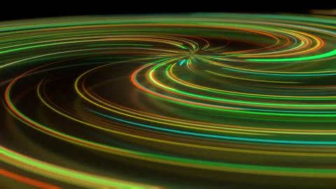 3D rendering abstract neon spiral with reflection in the form of light paths  Illustrazione stock