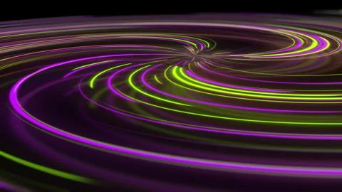 3D rendering abstract neon spiral with reflection in the form of light paths  Stock Illustration