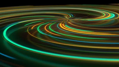 3D rendering abstract neon spiral with reflection in the form of light paths  Stock-Illustration