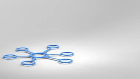 3d rendering abstract network with circles Stock Illustration