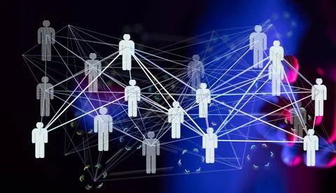 3D rendering of an abstract network; conference and digital data concept Stock Photos