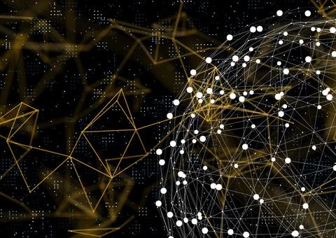 3D rendering of abstract neural network icons -global network concept Stock Illustration