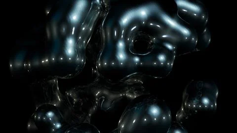 3D rendering abstract object based on metabolic spheres in the process of fusion Illustrazione stock