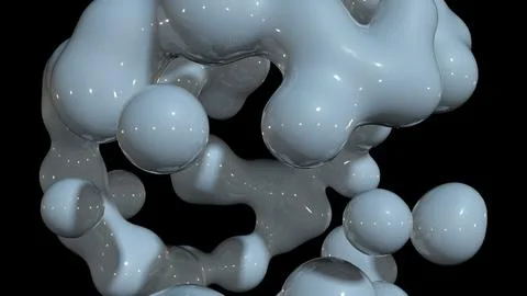 3D rendering abstract object based on metabolic spheres in the process of fusion 스톡 일러스트